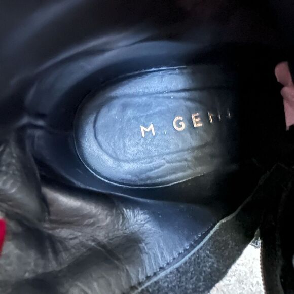 M. GEMI booties size 40 women’s size 9 black suede fur Heeled boots leather - Picture 4 of 9